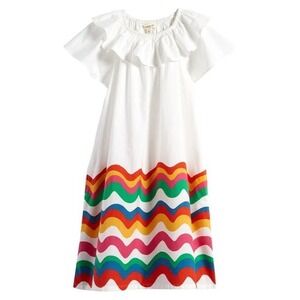 Tucker + Tate Girls White Rainbow Wave Ruffle Sundress Size 7 Stylish Summer
